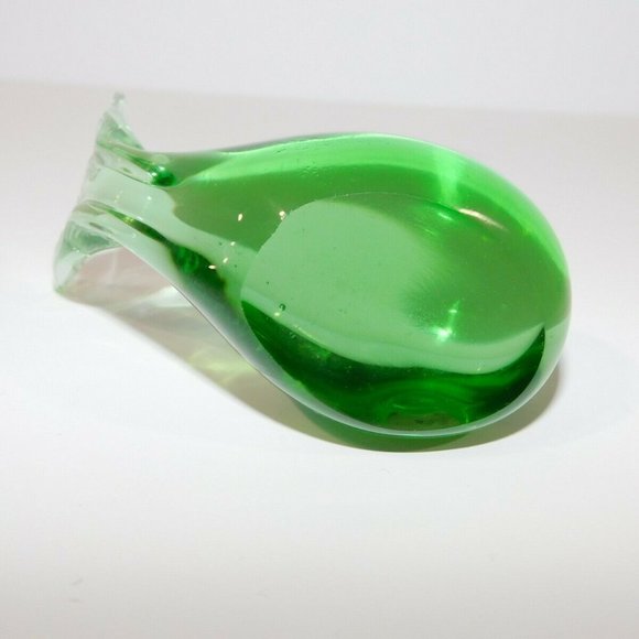 3" Blown Glass Green Whale Paperweight - Picture 7 of 7